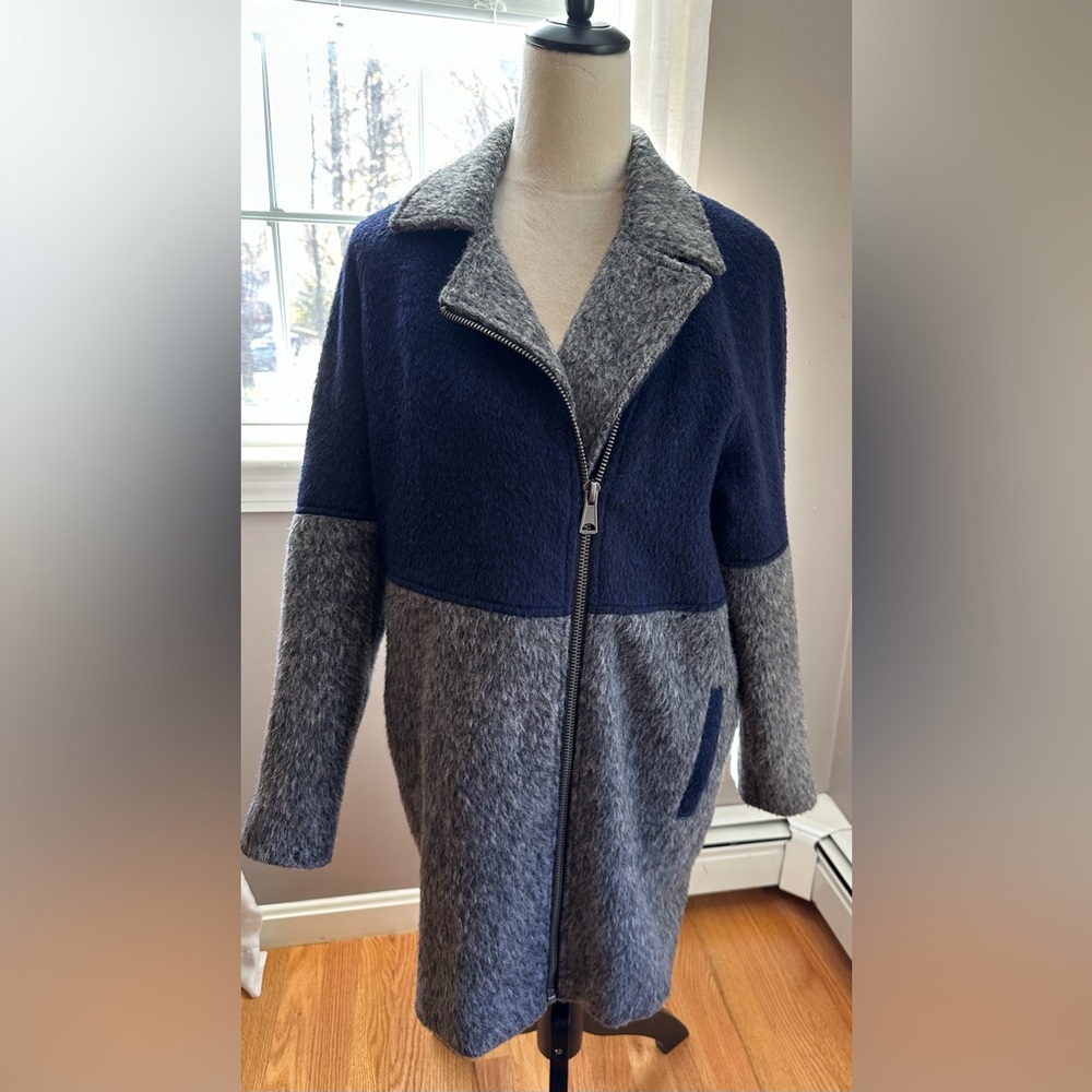 Topshop Wool Blend Asymetrical color block Coat